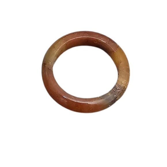 Tiger Eye Natural Genuine Jade Band Ring - Picture 3 of 5